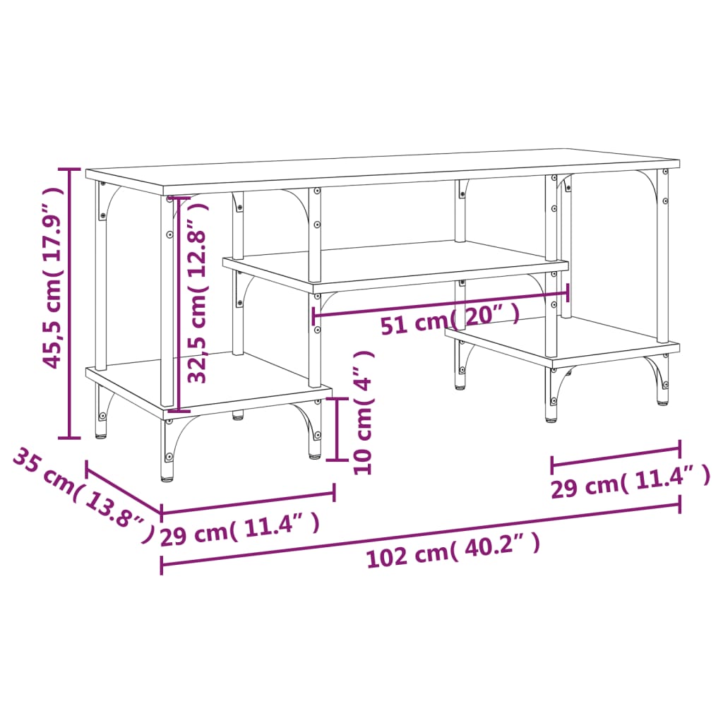 Mobile Porta TV Rovere Marrone 102x35x45,5 cm Legno Multistrato 826334