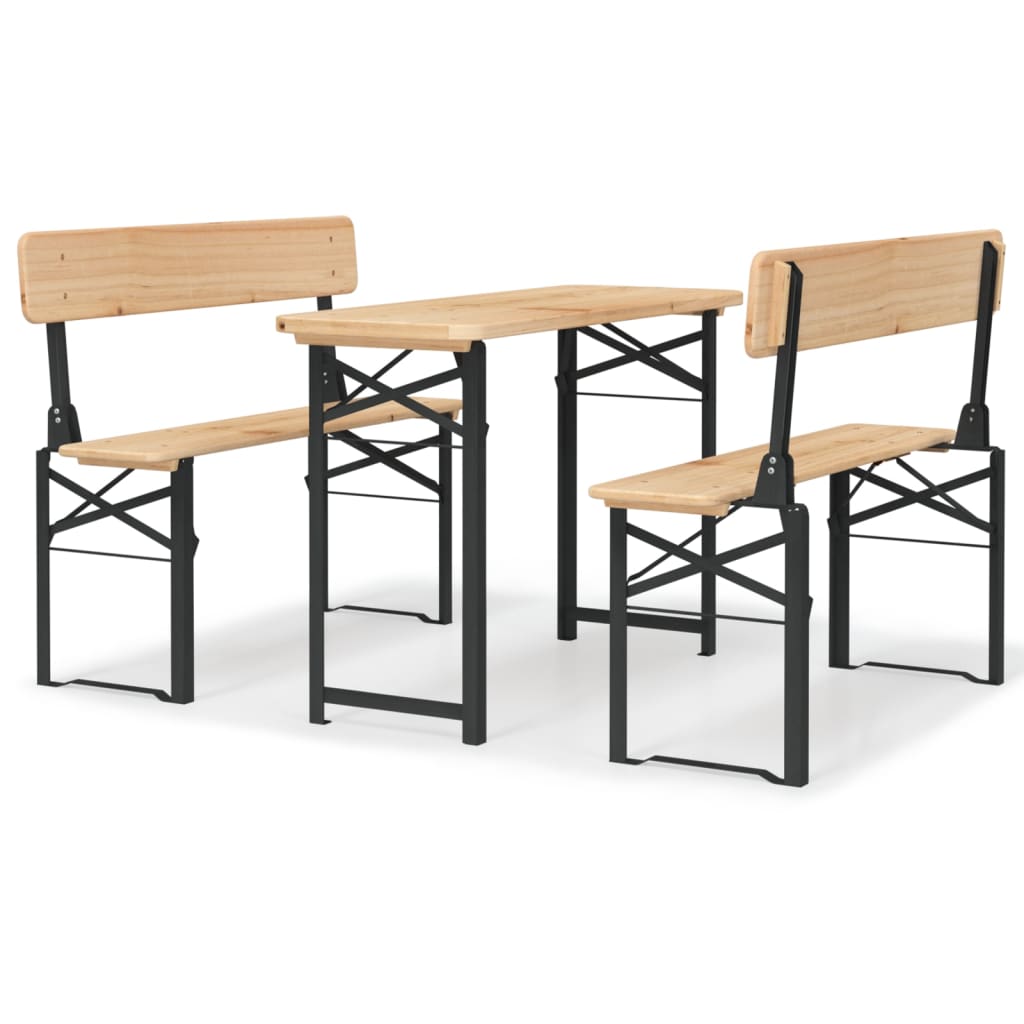 Set Tavolo Birreria Pieghevole 3 pz in Legno Massello di Abete 363112