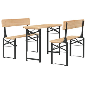 Set Tavolo Birreria Pieghevole 3 pz in Legno Massello di Abete 363112