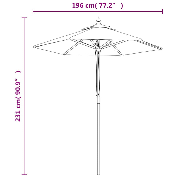 Ombrellone da Giardino con Palo in Legno Sabbia 196x231 cm 363159