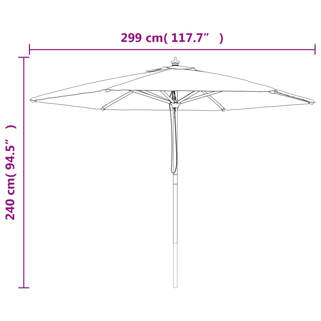 Ombrellone da Giardino con Palo in Legno Sabbia 299x240 cm 363167