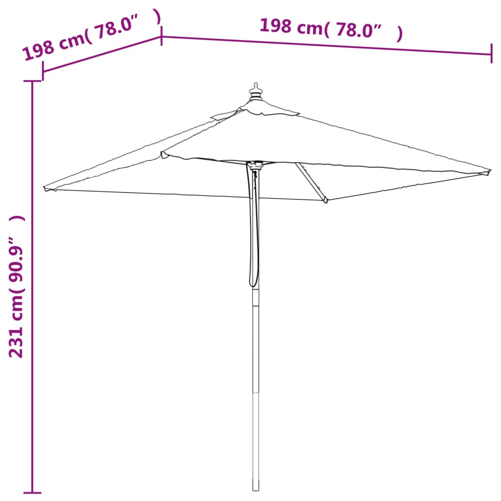 Ombrellone da Giardino con Palo in Legno Verde 198x198x231 cm 363184