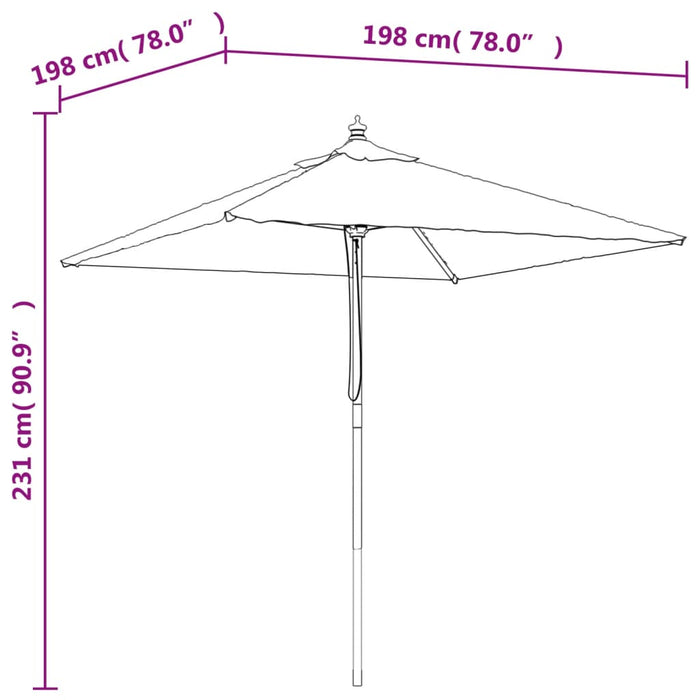 Ombrellone Giardino con Palo in Legno Antracite 198x198x231 cm 363185