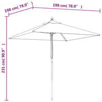 Ombrellone da Giardino con Palo in Legno Tortora 198x198x231 cm 363186