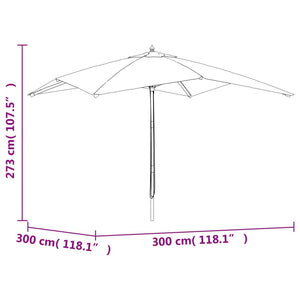 Ombrellone da Giardino con Palo in Legno Azzurro 300x300x273 cm 363198