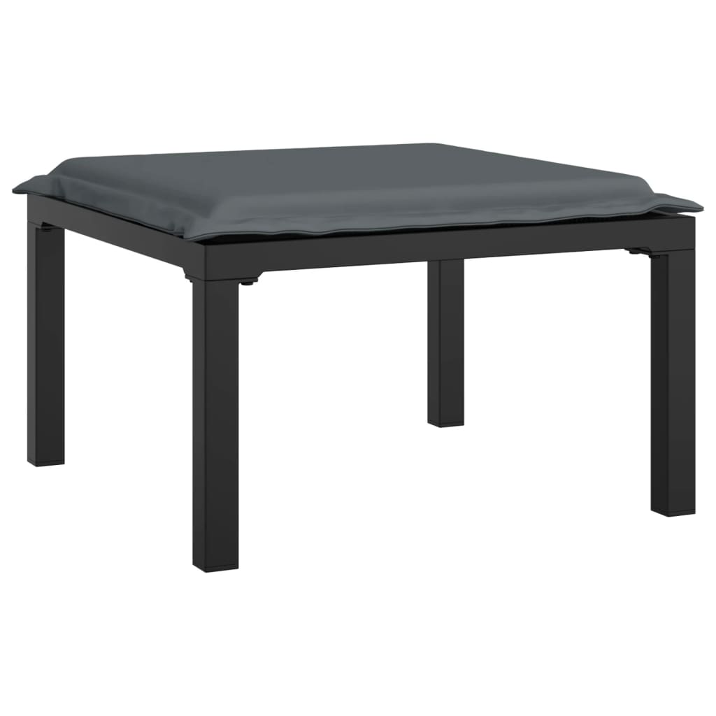 Poggiapiedi da Giardino con Cuscino in Polyrattan Nero e Grigio 362799