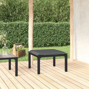 Poggiapiedi da Giardino con Cuscino in Polyrattan Nero e Grigio 362799