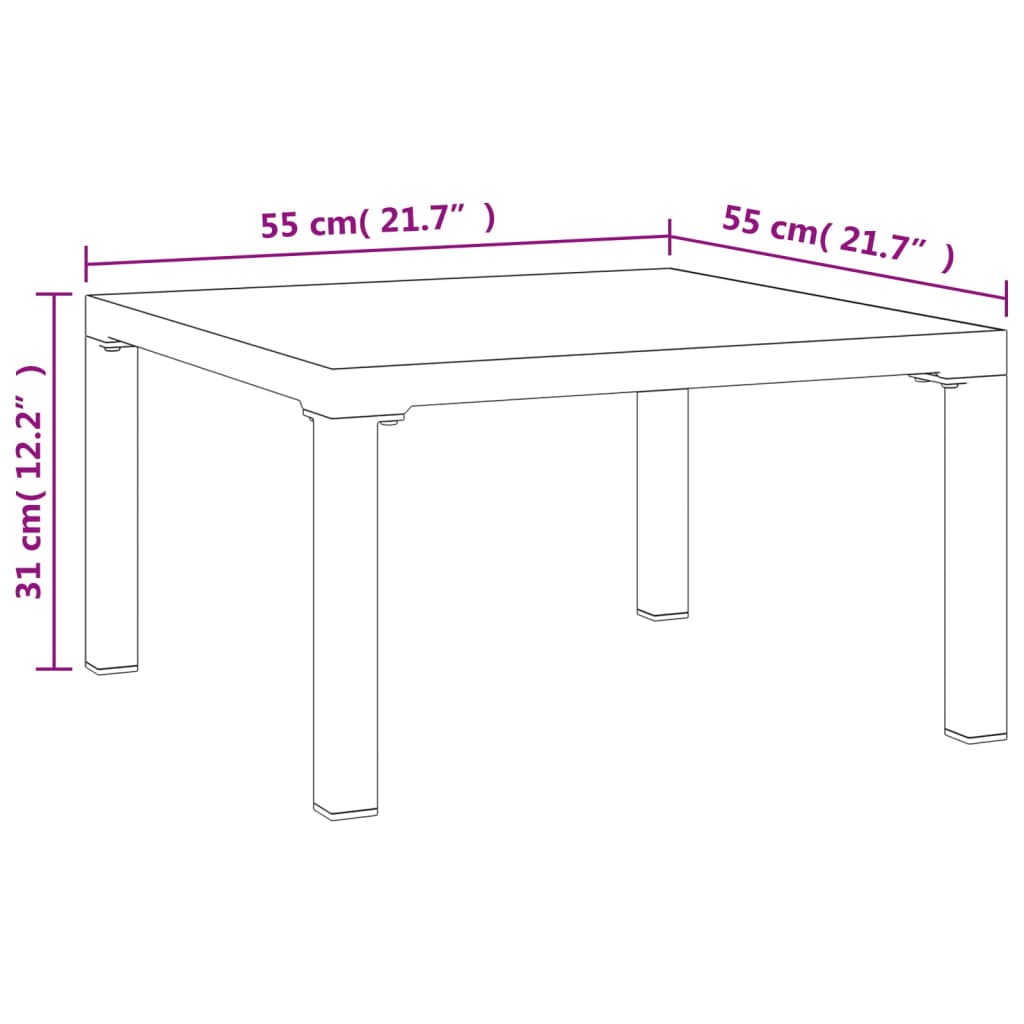 Tavolino da Giardino Grigio 55x55x31 cm DPC e Acciaio 362800