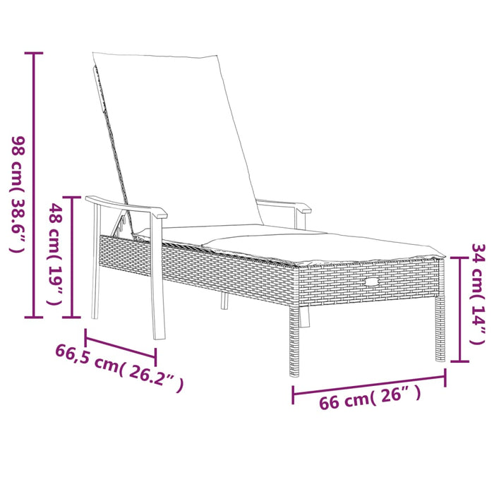 Lettini Prendisole 2pz con Tavolino e Cuscini Polyrattan Grigio 362808