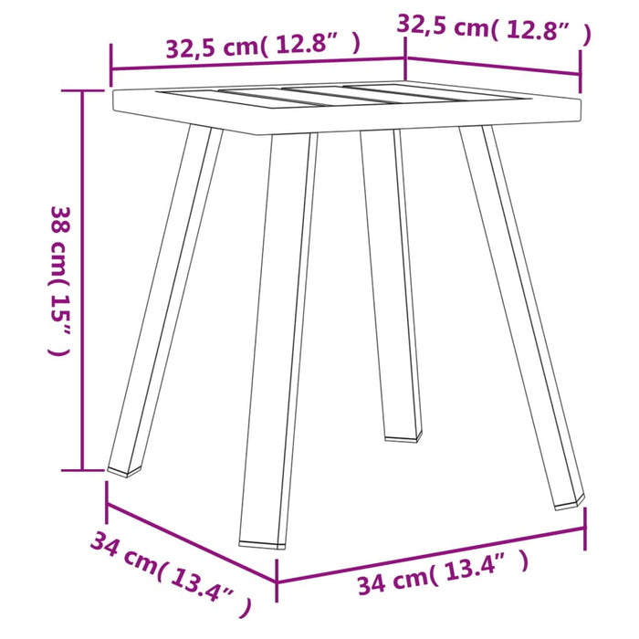 Tavolo da Giardino Antracite 34x34x38 cm Acciaio 362809