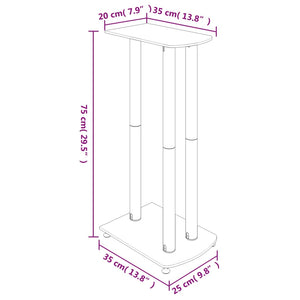 Pedane Casse 2pz Nero Argento Vetro Temperato Design 3 Pilastri 51803