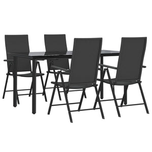 Set da Pranzo da Giardino 5 pz Nero in Polyrattan 3156512