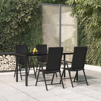 Set da Pranzo da Giardino 5 pz Nero in Polyrattan 3156512