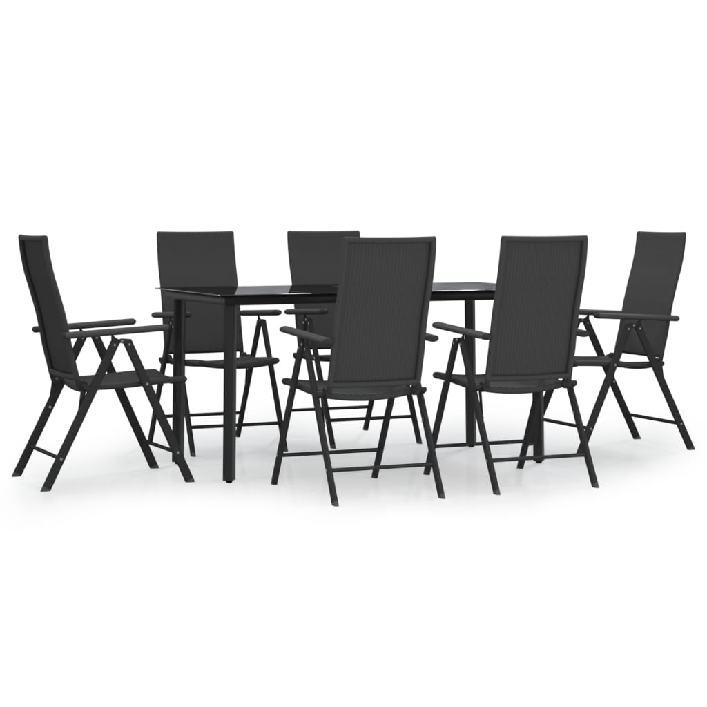 Set da Pranzo da Giardino 7 pz Nero in Polyrattan cod mxl 40940