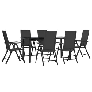 Set da Pranzo da Giardino 7 pz Nero in Polyrattan cod mxl 40940