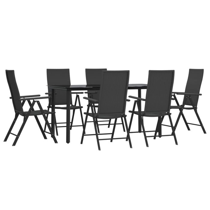 Set da Pranzo da Giardino 7 pz Nero in Polyrattan cod mxl 40940