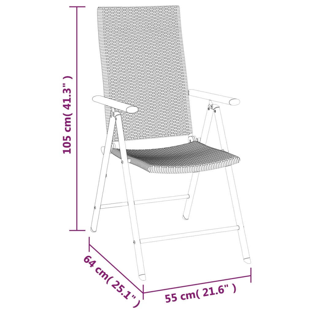 Set da Pranzo da Giardino 7 pz Nero in Polyrattan cod mxl 40940