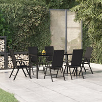 Set da Pranzo da Giardino 7 pz Nero in Polyrattan cod mxl 40940