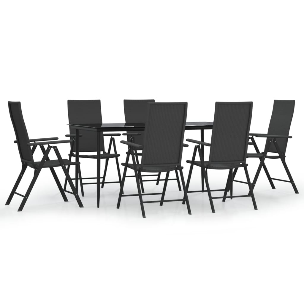 Set da Pranzo da Giardino 7 pz Nero in Polyrattan 3156517