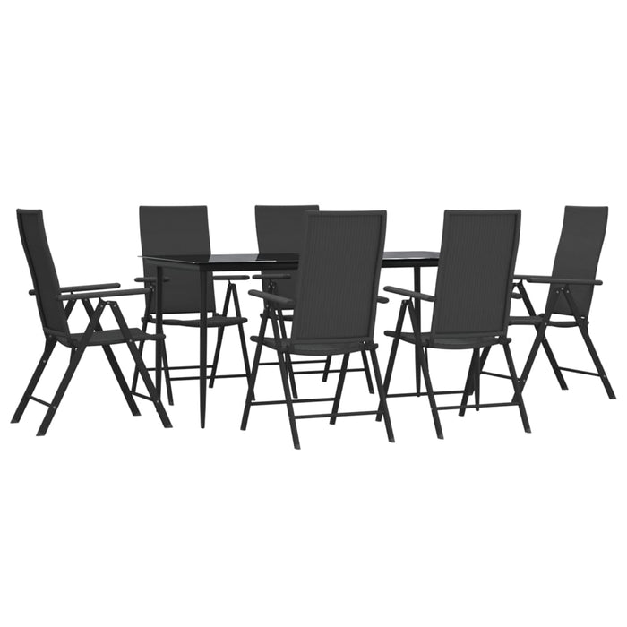 Set da Pranzo da Giardino 7 pz Nero in Polyrattan 3156517