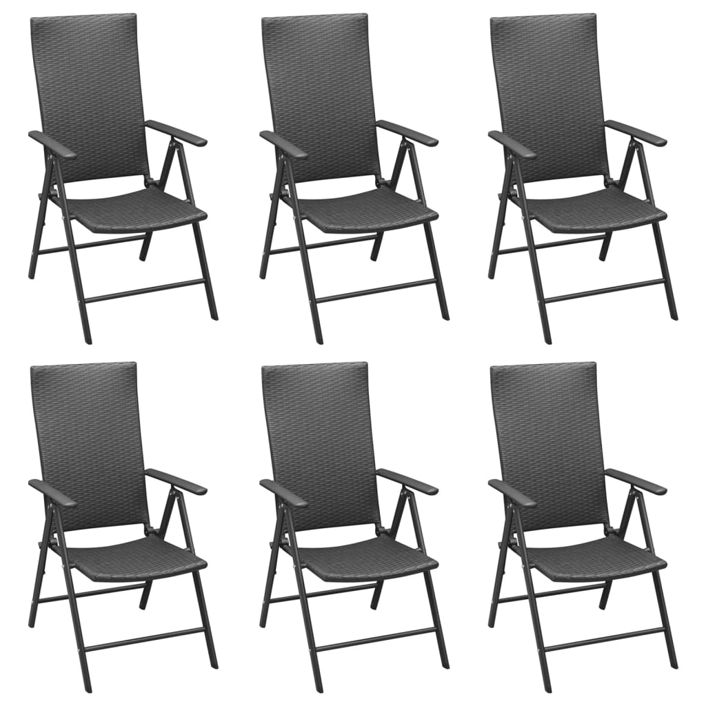 Set da Pranzo da Giardino 7 pz Nero in Polyrattan 3156517