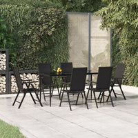 Set da Pranzo da Giardino 7 pz Nero in Polyrattan 3156517