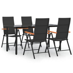 Set da Pranzo da Giardino 5 pz Nero e Marrone in Polyrattan cod mxl 47953