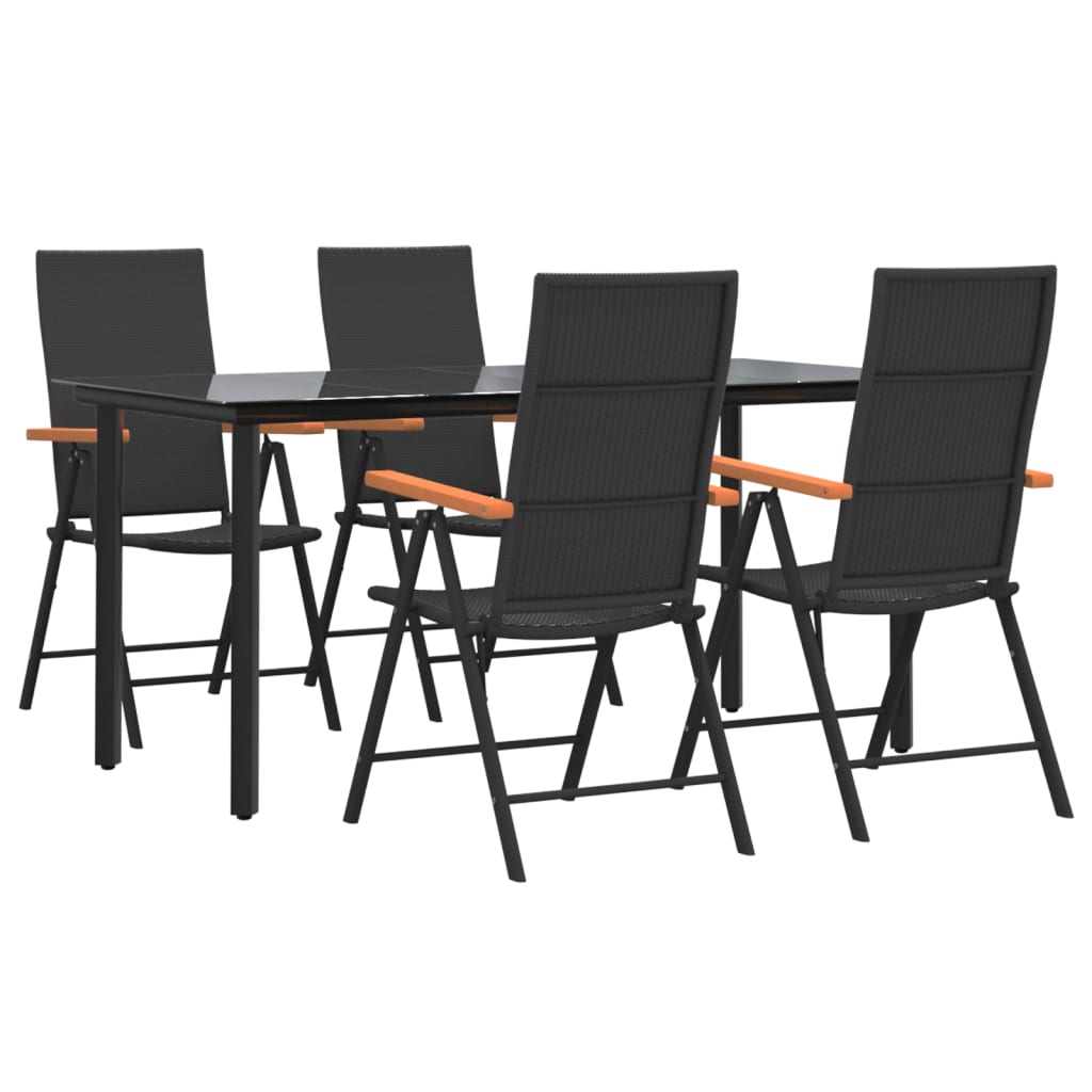 Set da Pranzo da Giardino 5 pz Nero e Marrone in Polyrattan cod mxl 47953