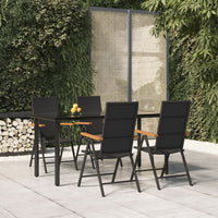 Set da Pranzo da Giardino 5 pz Nero e Marrone in Polyrattan cod mxl 47953