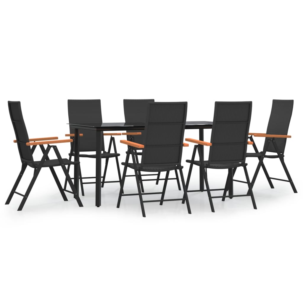 Set da Pranzo da Giardino 7 pz Nero e Marrone in Polyrattan cod mxl 47937