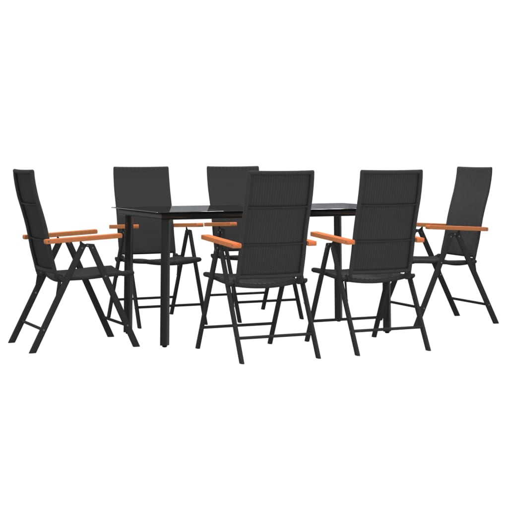 Set da Pranzo da Giardino 7 pz Nero e Marrone in Polyrattan cod mxl 47937