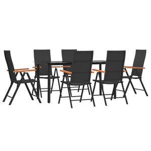 Set da Pranzo da Giardino 7 pz Nero e Marrone in Polyrattan cod mxl 47937