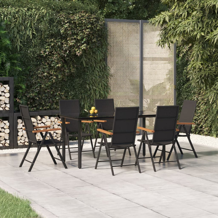 Set da Pranzo da Giardino 7 pz Nero e Marrone in Polyrattan cod mxl 47937