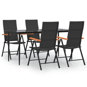 Set da Pranzo da Giardino 5 pz Nero e Marrone in Polyrattan 3156524