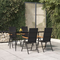 Set da Pranzo da Giardino 5 pz Nero e Marrone in Polyrattan 3156524