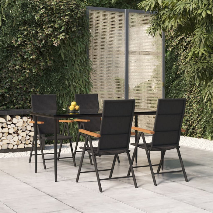 Set da Pranzo da Giardino 5 pz Nero e Marrone in Polyrattan 3156524