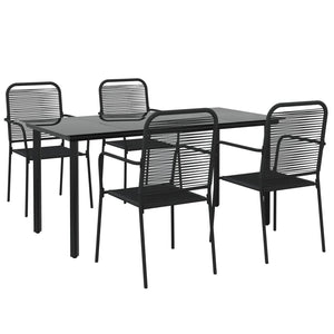 Set da Pranzo da Giardino 5 pz Nero Corda di Cotone e Acciaio cod mxl 35455