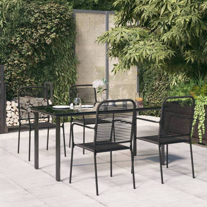 Set da Pranzo da Giardino 5 pz Nero Corda di Cotone e Acciaio cod mxl 35455