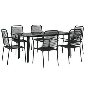 Set da Pranzo da Giardino 7 pz Nero Corda di Cotone e Acciaio cod mxl 35453