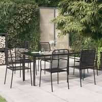 Set da Pranzo da Giardino 7 pz Nero Corda di Cotone e Acciaio cod mxl 35453