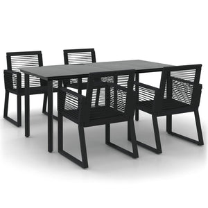 Set da Pranzo da Giardino 5 pz Nero in Rattan PVC cod mxl 53819