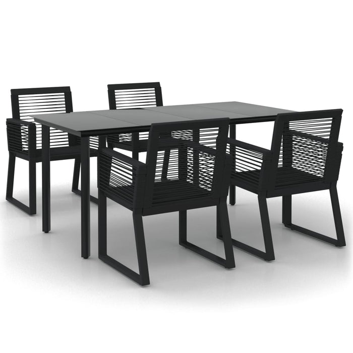 Set da Pranzo da Giardino 5 pz Nero in Rattan PVC cod mxl 53819