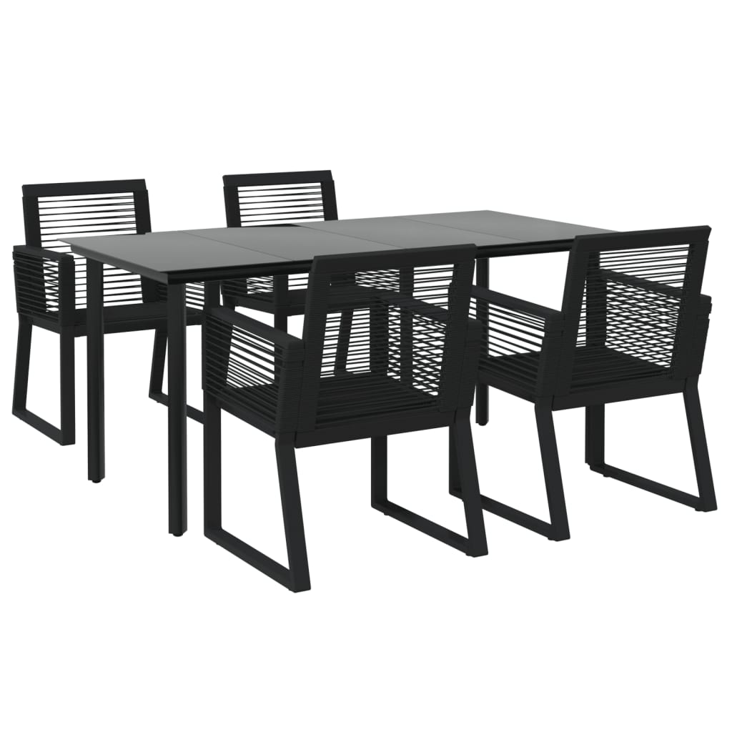 Set da Pranzo da Giardino 5 pz Nero in Rattan PVC cod mxl 53819