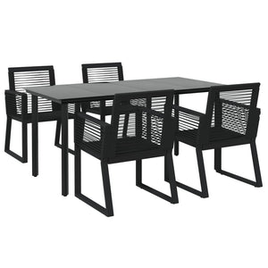 Set da Pranzo da Giardino 5 pz Nero in Rattan PVC cod mxl 53819