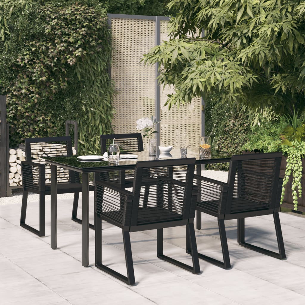 Set da Pranzo da Giardino 5 pz Nero in Rattan PVC cod mxl 53819