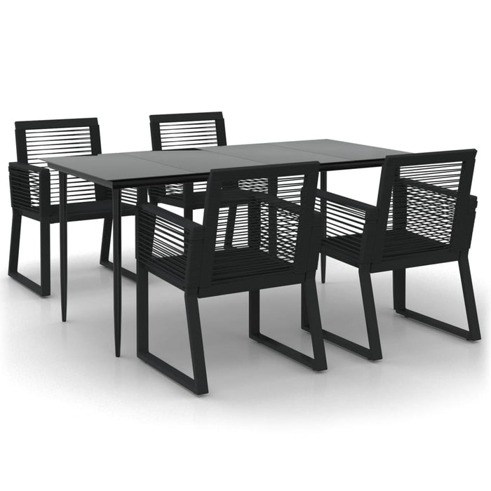 Set da Pranzo da Giardino 5 pz Nero in Rattan PVC 3156548