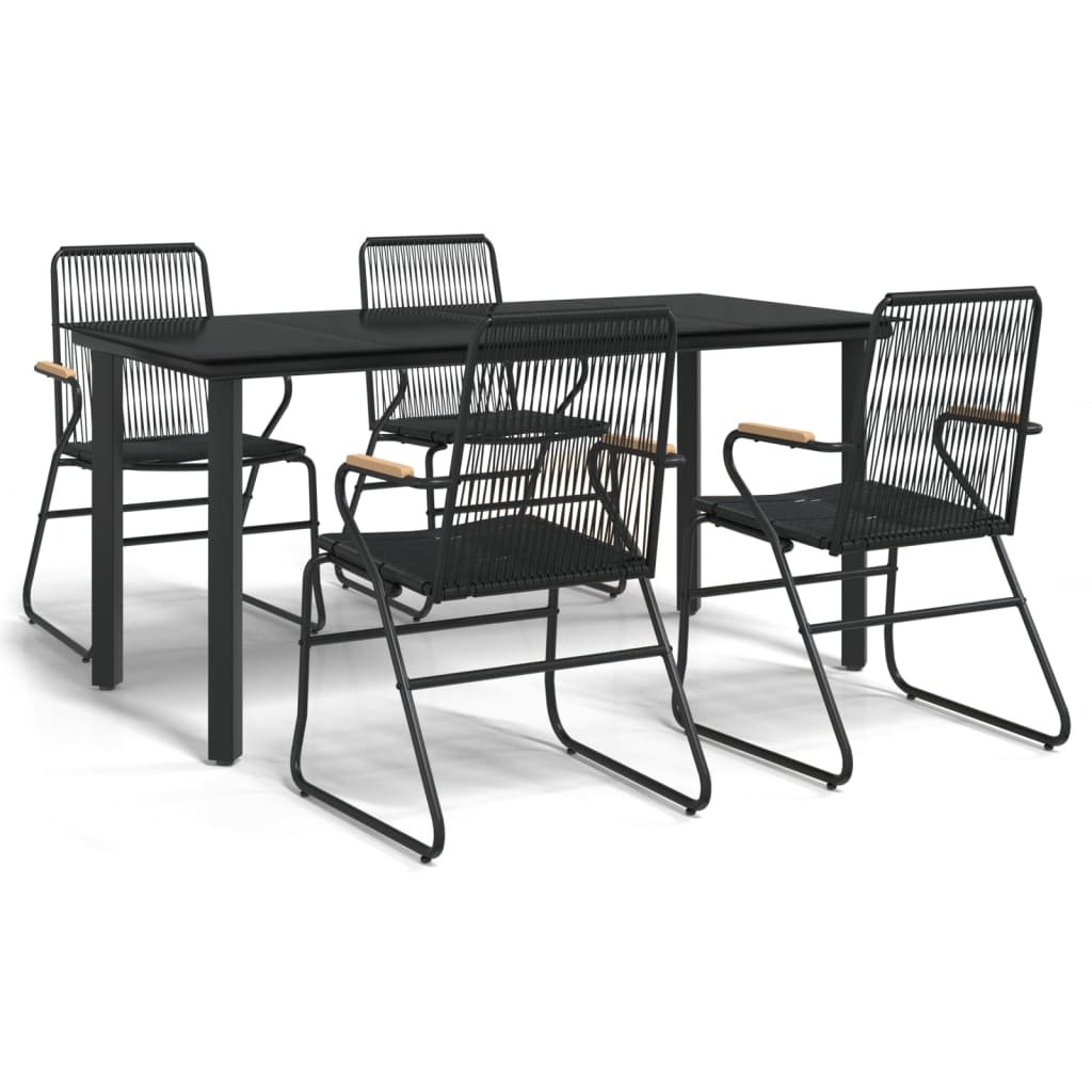 Set da Pranzo da Giardino 5 pz Nero in Rattan PVCcod mxl 124314