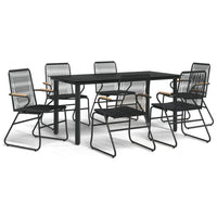 Set da Pranzo da Giardino 7 pz Nero in Rattan PVC 3156573