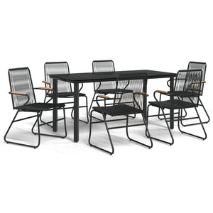 Set da Pranzo da Giardino 7 pz Nero in Rattan PVC 3156573