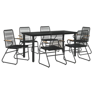 Set da Pranzo da Giardino 7 pz Nero in Rattan PVC 3156573